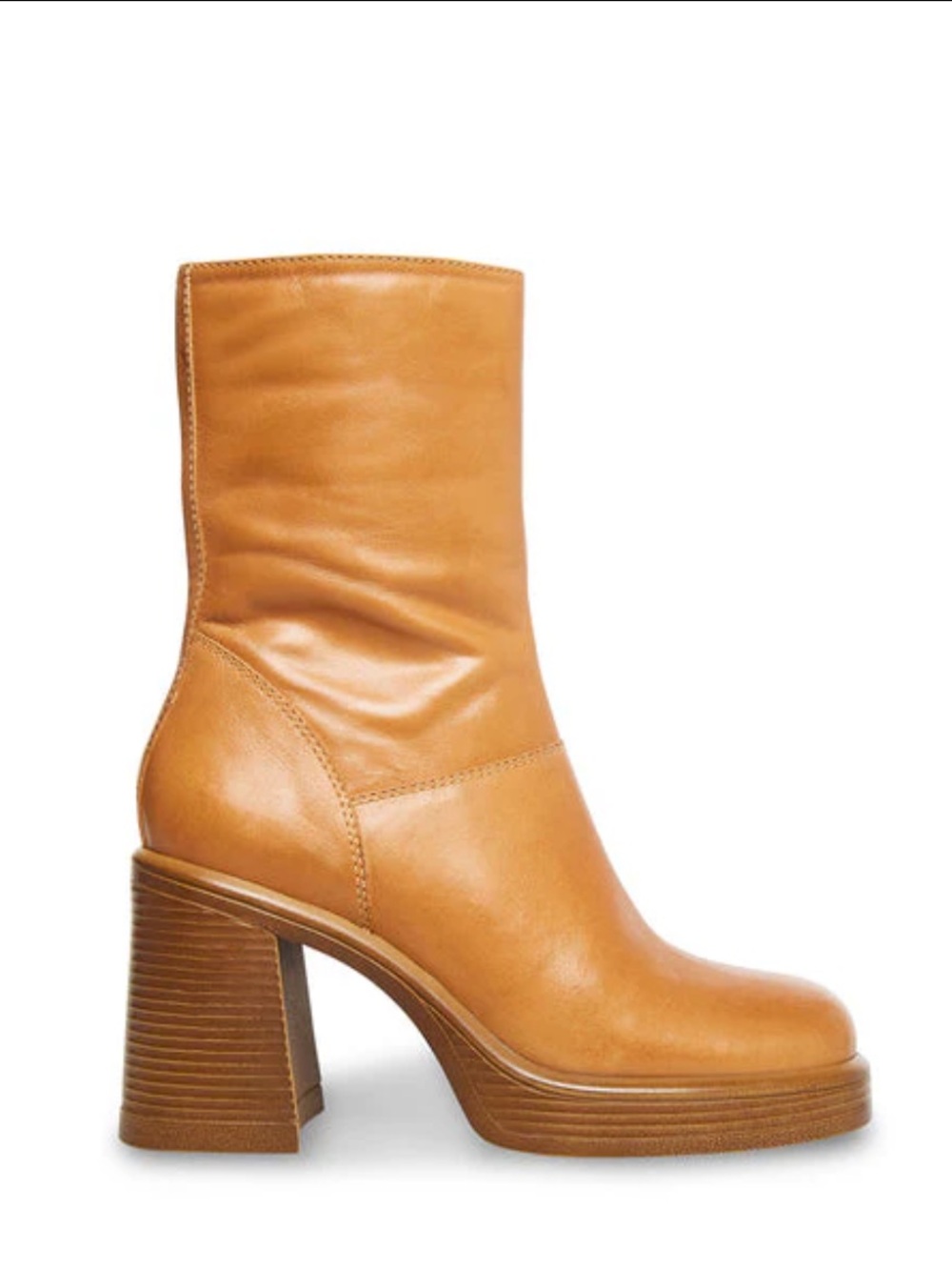 Steve Madden - Fantsie - 90s Revival Square Toe Chunky Heel Boots - Tan size 9